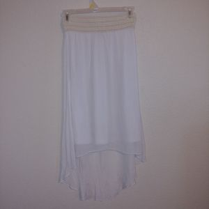 Tween scene high low white skirt flowy